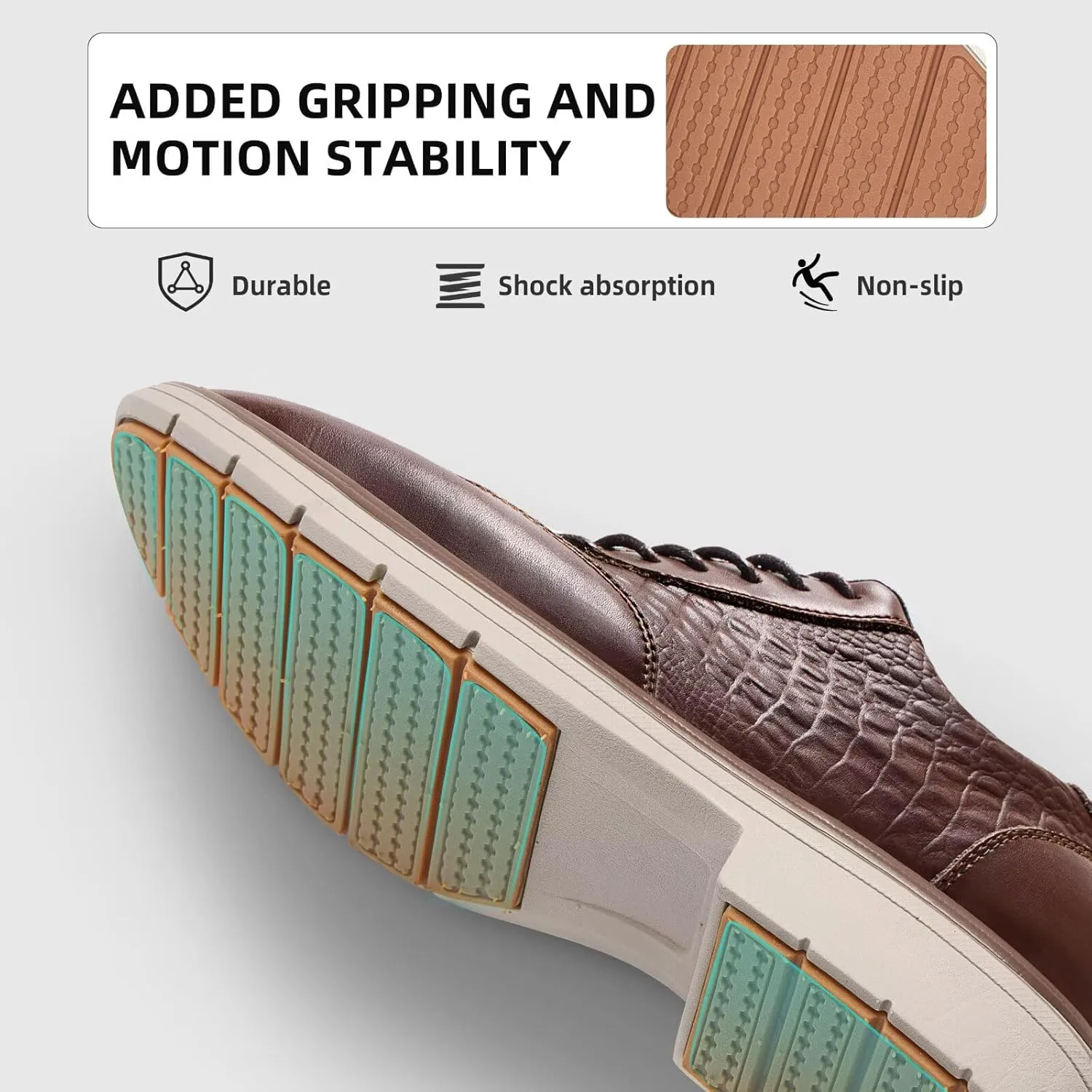 Men's Orthopedic Business Dress Walking Shoes - Comfortable Arch Support Plantar Fasciitis Leather Wingtip Formal Oxford - Flat Feet Casual Cap Toe Tuxedo Patent Sneakers for Foot Heel Pain Relief