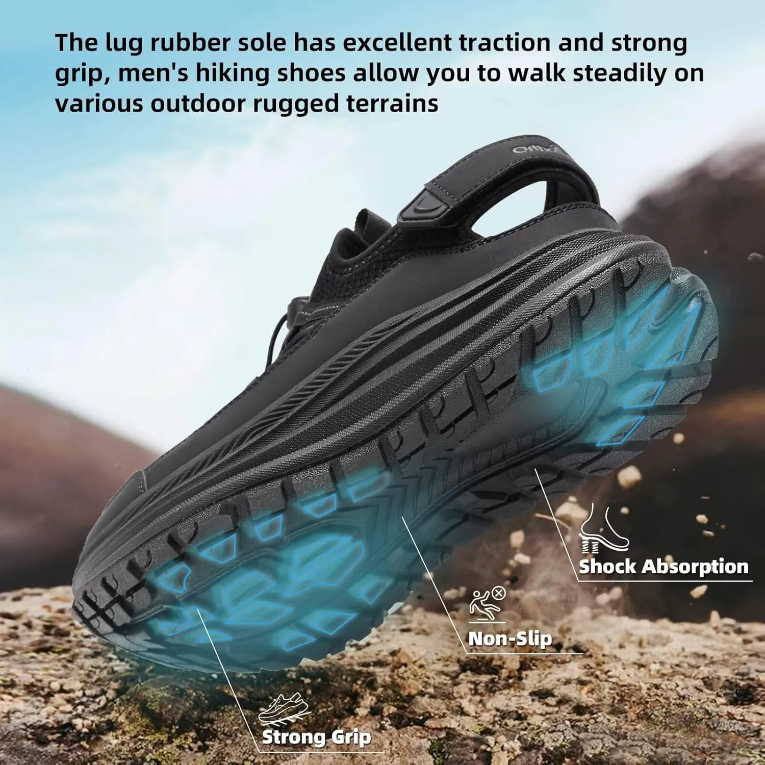 Men's Orthopedic Close Toes Hiking Sandals: Plantar Fasciitis Arch Support Adjustable Hook Loop Strap Athletic Sport Shoes, Comfortable Casual Camping Waterproof Summer Walking Sandals