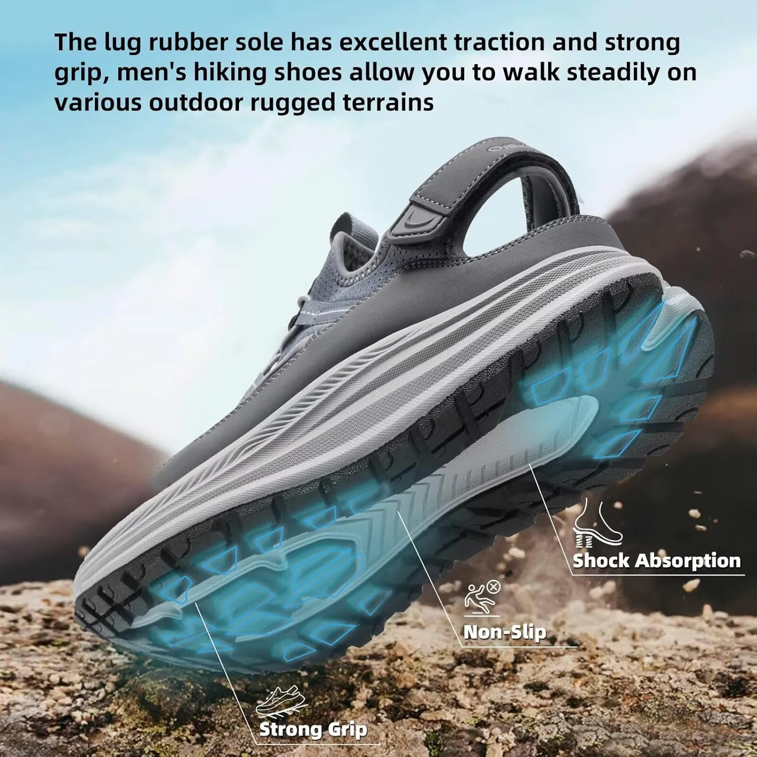 Men's Orthopedic Close Toes Hiking Sandals: Plantar Fasciitis Arch Support Adjustable Hook Loop Strap Athletic Sport Shoes, Comfortable Casual Camping Waterproof Summer Walking Sandals