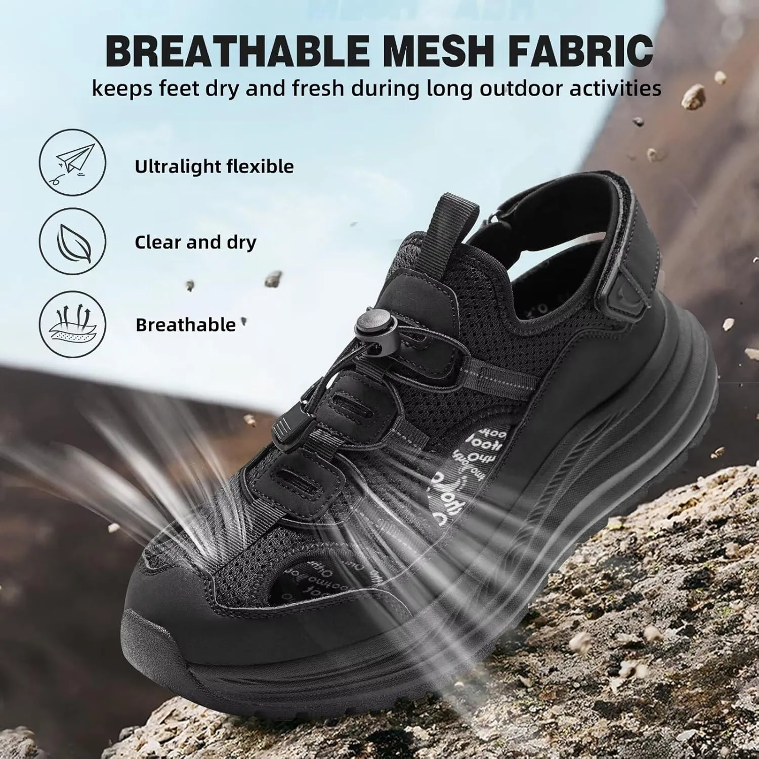 Men's Orthopedic Close Toes Hiking Sandals: Plantar Fasciitis Arch Support Adjustable Hook Loop Strap Athletic Sport Shoes, Comfortable Casual Camping Waterproof Summer Walking Sandals