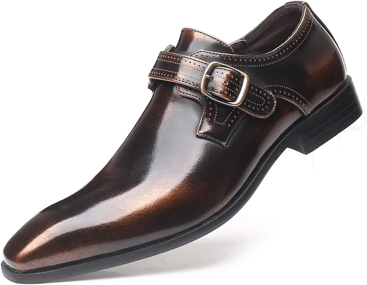 Mens Retro Monk Loafers Formal Business Casual Comfortable Slip on Dress Shoes for Men