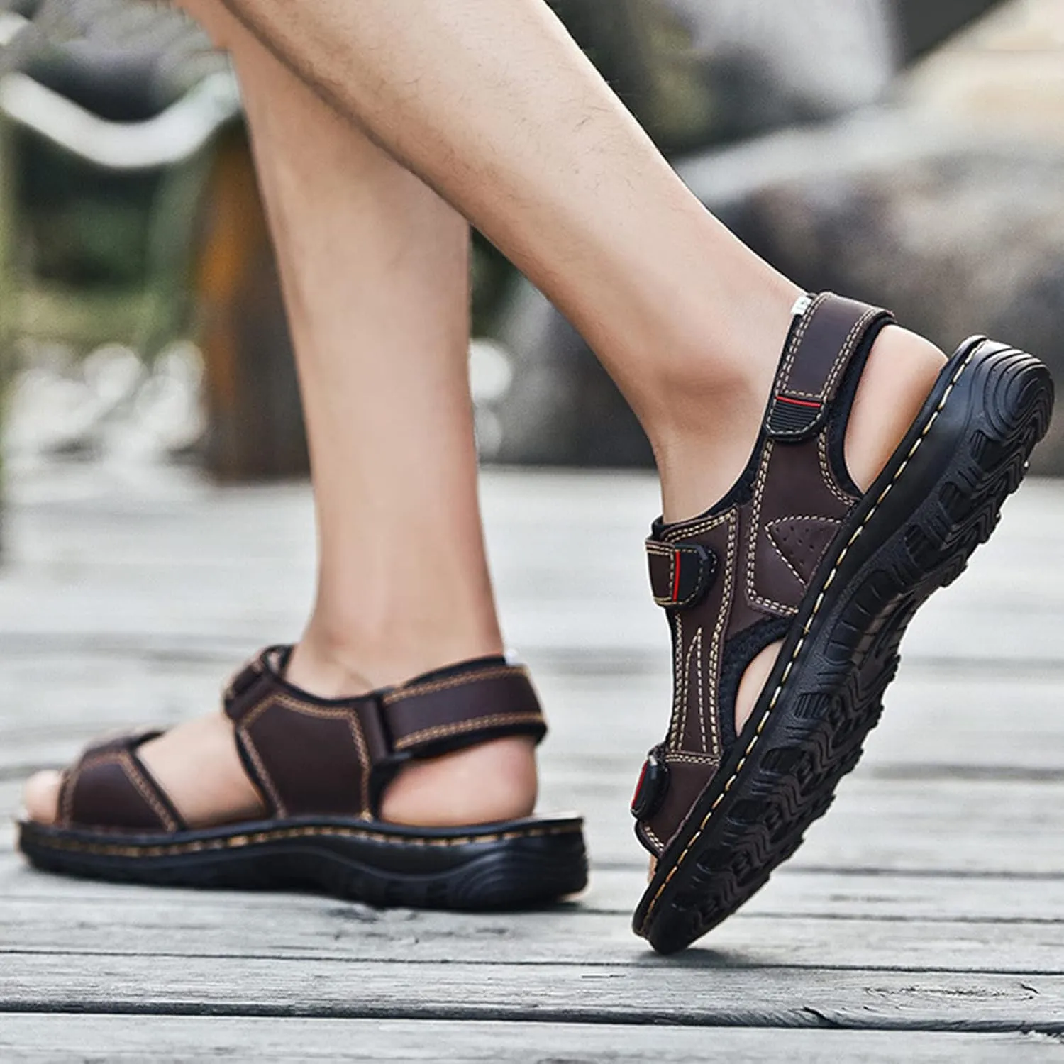 Men's Sandals, Men's Hiking Sandals Open Toe Outdoor Beach Sandal, Lightweight Trail Walking Sandals for Men