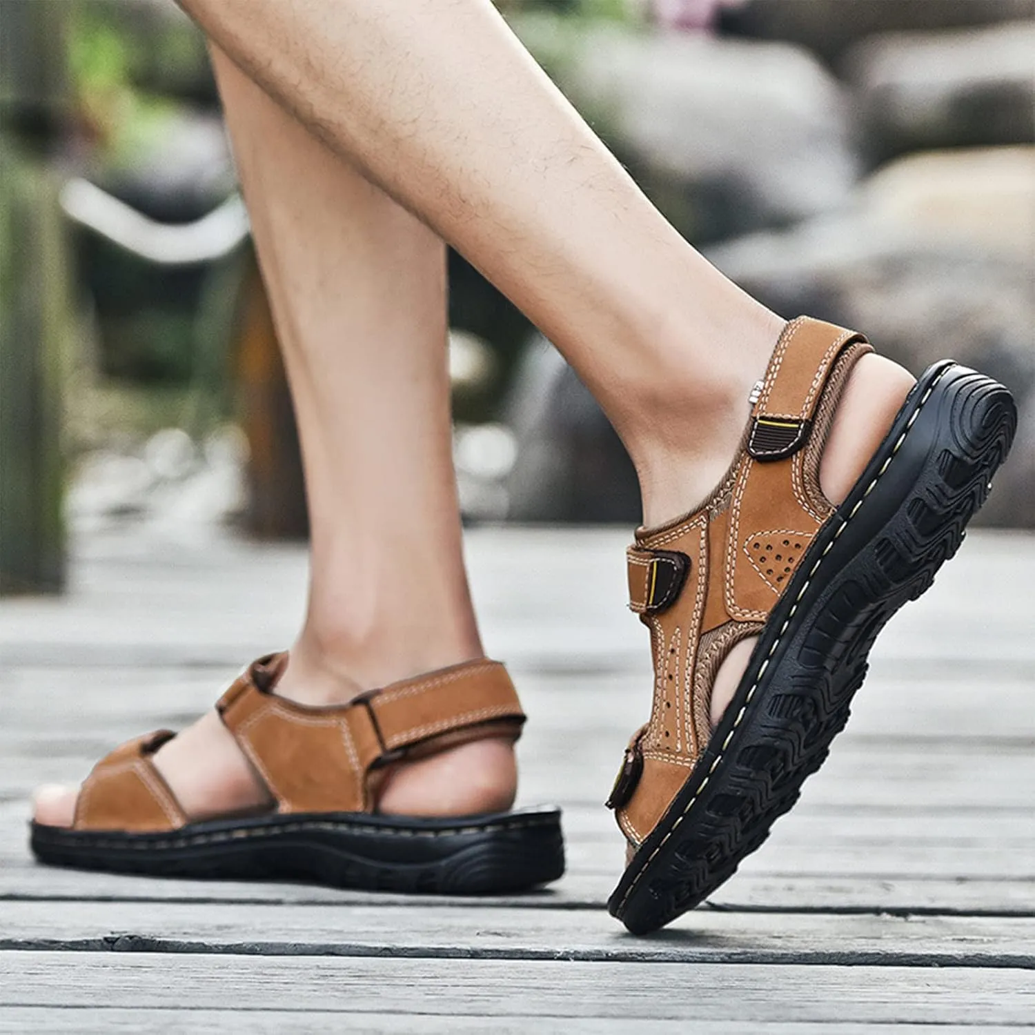 Men's Sandals, Men's Hiking Sandals Open Toe Outdoor Beach Sandal, Lightweight Trail Walking Sandals for Men