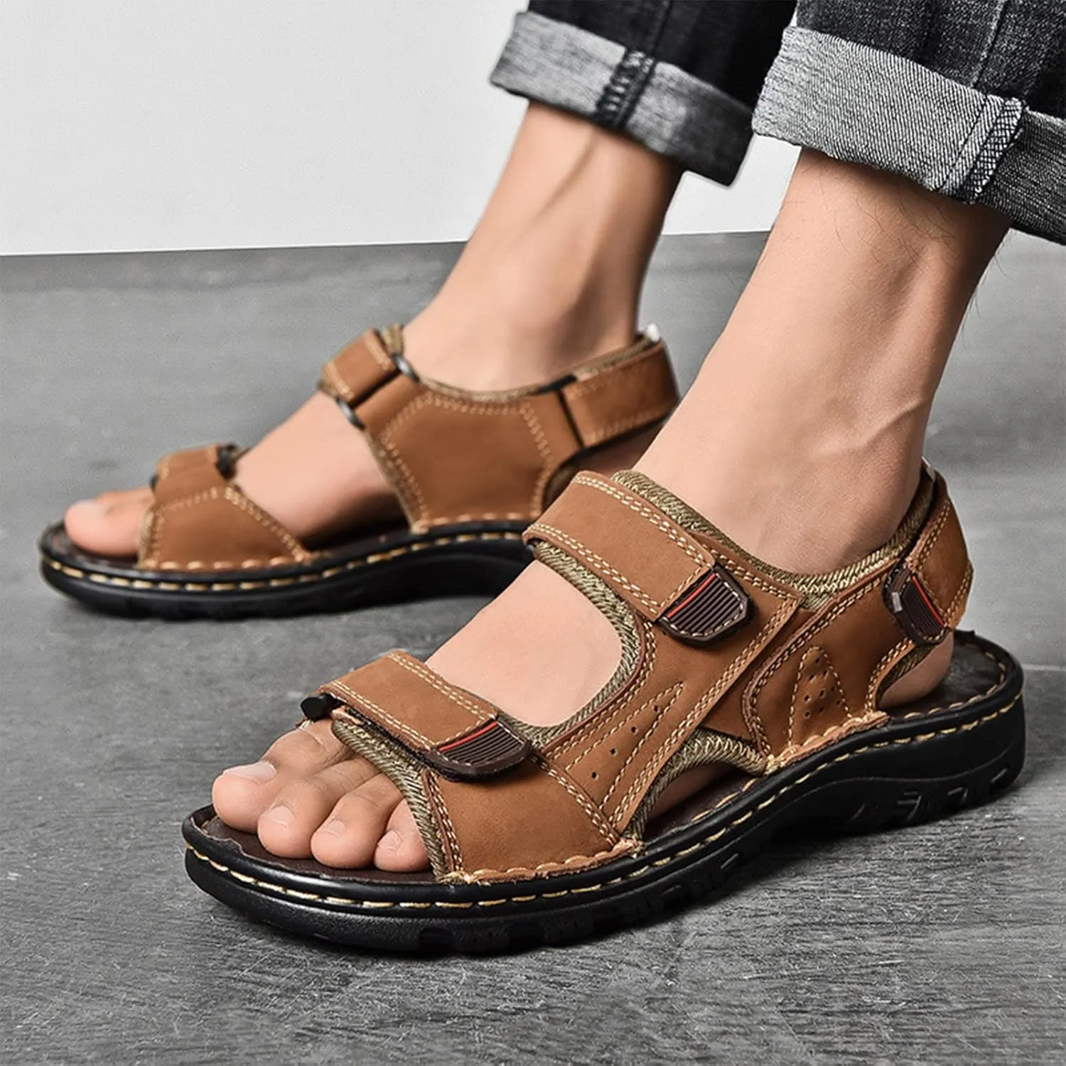 Men's Sandals, Men's Hiking Sandals Open Toe Outdoor Beach Sandal, Lightweight Trail Walking Sandals for Men