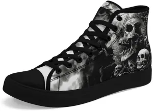 Men's Skull Canvas High Top Shoes Classic Fashion High Top Sneakers Unisex Casual Lace Up Tennis Shoes