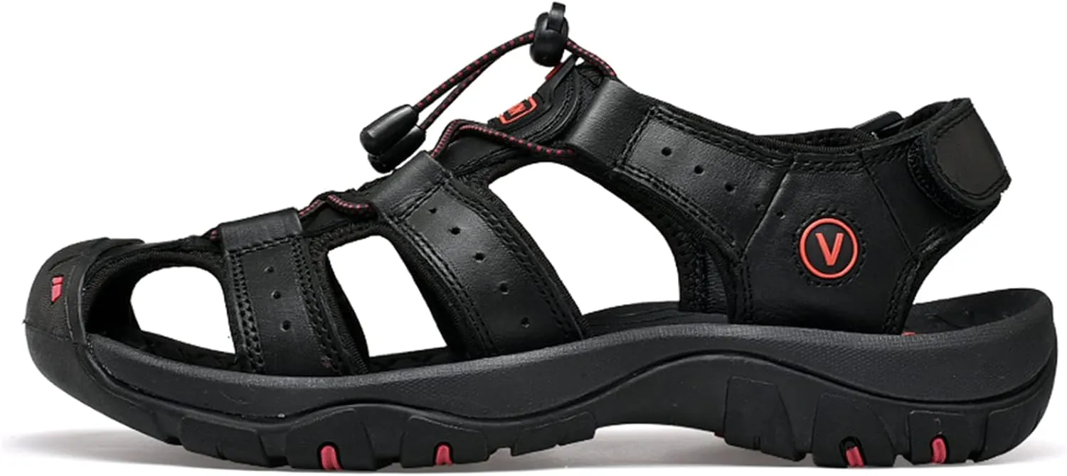 Men's sports sandals Outdoor hiking sandals Closed toe leather sports walking casual sandals Water shoes