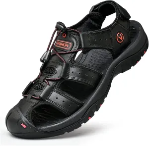 Men's sports sandals Outdoor hiking sandals Closed toe leather sports walking casual sandals Water shoes