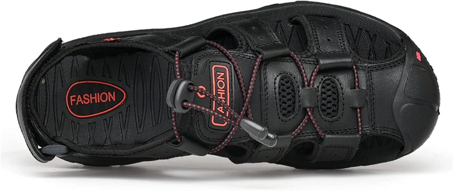 Men's sports sandals Outdoor hiking sandals Closed toe leather sports walking casual sandals Water shoes