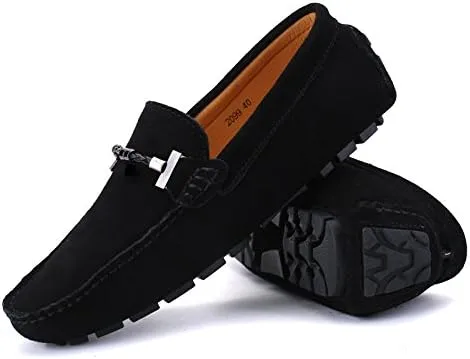 Men's Suede Leather Penny Loafers, Slip-on Driving Moccasins, Casual Flat Shoes, 10 Colors Options,Plus Big Sizes