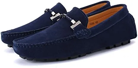 Men's Suede Leather Penny Loafers, Slip-on Driving Moccasins, Casual Flat Shoes, 10 Colors Options,Plus Big Sizes