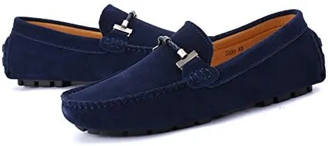 Men's Suede Leather Penny Loafers, Slip-on Driving Moccasins, Casual Flat Shoes, 10 Colors Options,Plus Big Sizes