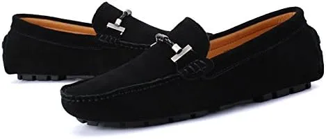 Men's Suede Leather Penny Loafers, Slip-on Driving Moccasins, Casual Flat Shoes, 10 Colors Options,Plus Big Sizes