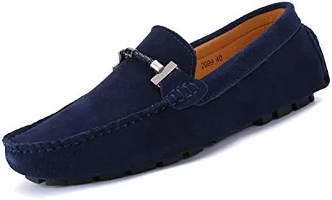 Men's Suede Leather Penny Loafers, Slip-on Driving Moccasins, Casual Flat Shoes, 10 Colors Options,Plus Big Sizes