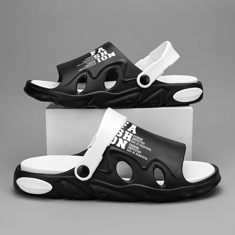 Men's Trendy Color Block Open Toe Breathable Chunky Slippers, Comfy Non Slip Casual Durable EVA Slides, Sandals for Men，Men's Clogs