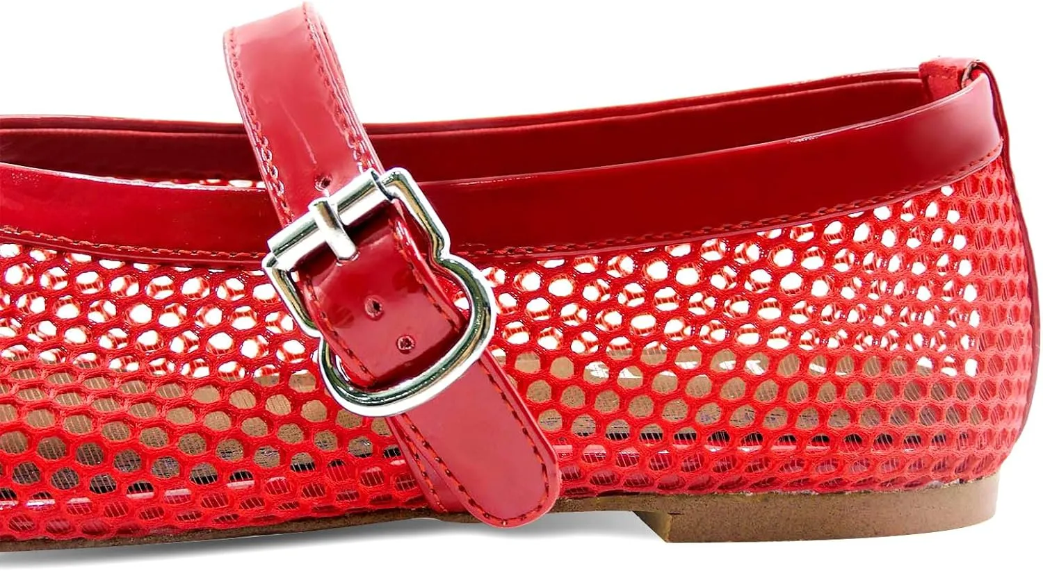Mesh Ballet Flats for Women Round Toe Buckle Strap Comfy Casua Office Ballerina Mary Jane Flats Shoes