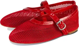 Mesh Ballet Flats for Women Round Toe Buckle Strap Comfy Casua Office Ballerina Mary Jane Flats Shoes