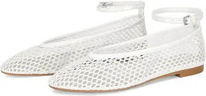 Mesh Ballet Flats for Women Round Toe Buckle Strap Fishnet Mary Jane Flats Comfy Casual Office Womens Summer Flats Shoes