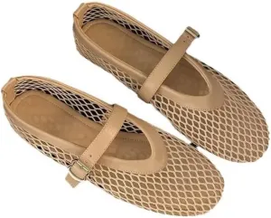 Mesh Ballet Flats Shoes for Women Buckle Strap Mary Jane Flats