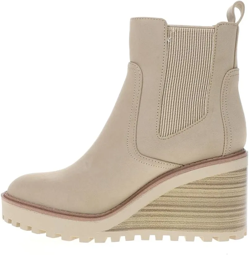 MIA Womens Corin Round Toe Chelsea Casual Boots Ankle High Heel 3" & Up - Beige