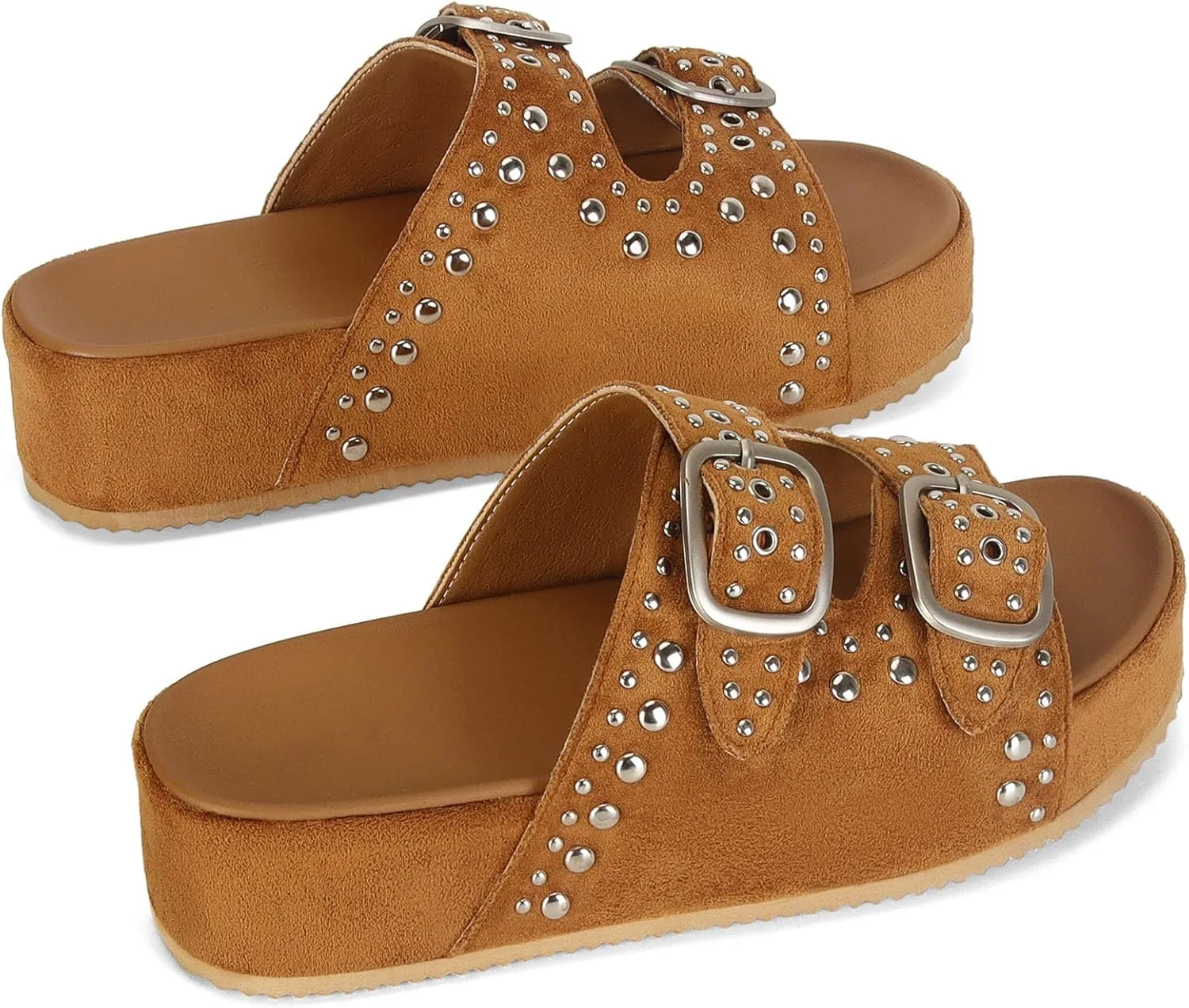 MICIFA Platform Sandals for Women Espadrille Wedges Summer Beach Sandals Comfortable Cute Woven Straw Crochet Sandals Shoes Casual Adjustable Double Buckle Strap Sandals