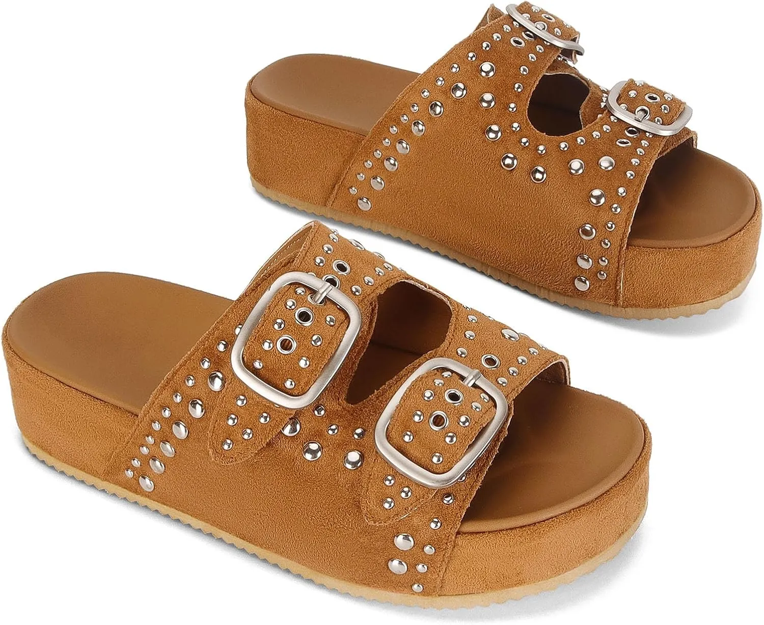 MICIFA Platform Sandals for Women Espadrille Wedges Summer Beach Sandals Comfortable Cute Woven Straw Crochet Sandals Shoes Casual Adjustable Double Buckle Strap Sandals