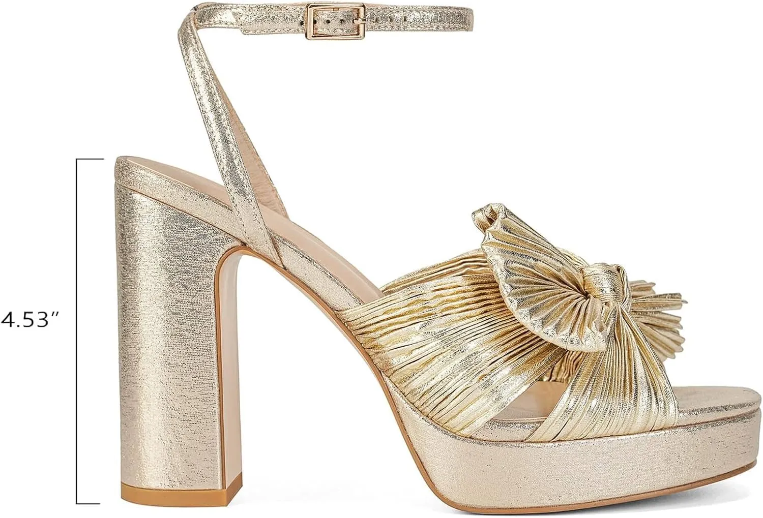 MICIFA Women's Bow Heeled Sandals Pleated Bowknot Platform High Heel Sandals Ankle Strap Chunky Dress Bridal Wedding Shoes