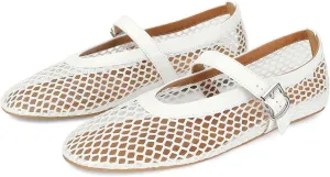 MICIFA Women's Mesh Ballet Flats Fishnet Ballerina Flats Buckle Strap Mary Jane Flats Causal Daily Dress Shoes