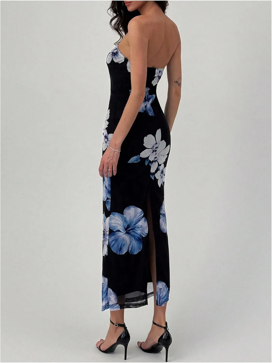 Milumia Women's Floral Strapless Bodycon Maxi Dress Summer Tube Top Dresses