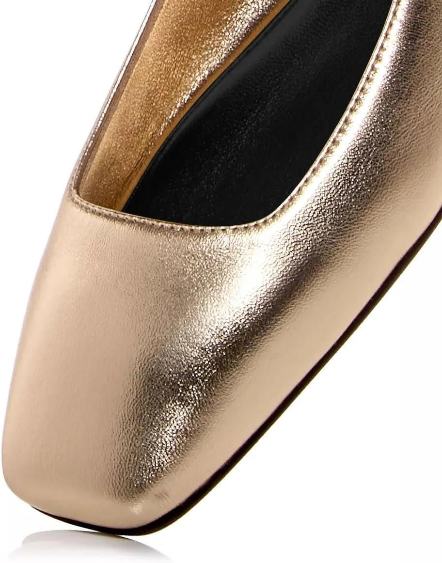 miss left Women Comfy Chain Strap Mary Janes Shoes Slip On Closed Square Toe Ballet Flats for Walking School Dressy Size 4-16 US
