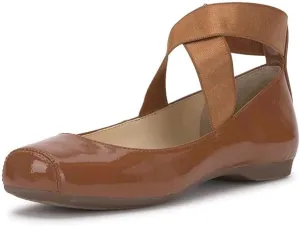 miss left Women's Stretchy Crisscross Strap Ballerina Flats Closed Square Toe Slip On Comfy Dance Party Shoe Size 4-16 US