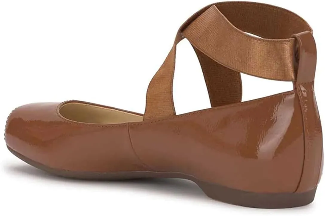 miss left Women's Stretchy Crisscross Strap Ballerina Flats Closed Square Toe Slip On Comfy Dance Party Shoe Size 4-16 US