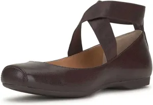 miss left Women's Stretchy Crisscross Strap Ballerina Flats Closed Square Toe Slip On Comfy Dance Party Shoe Size 4-16 US