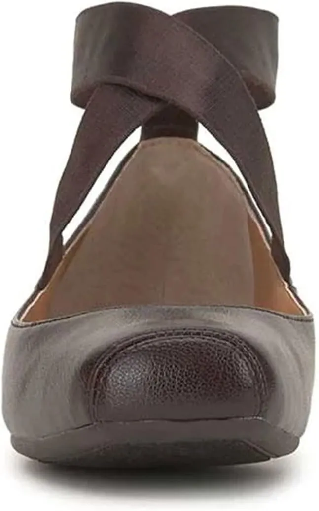 miss left Women's Stretchy Crisscross Strap Ballerina Flats Closed Square Toe Slip On Comfy Dance Party Shoe Size 4-16 US