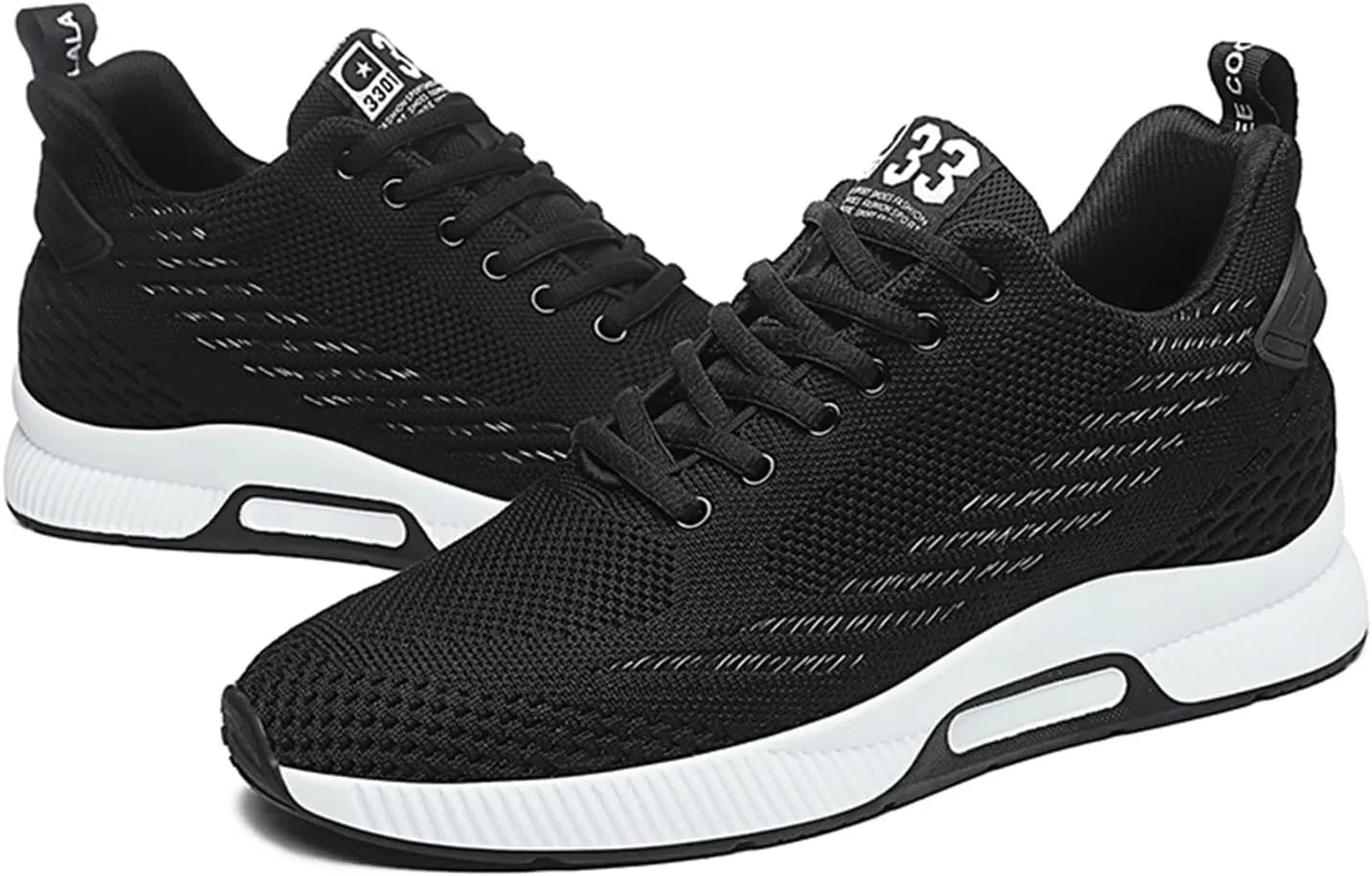 Mnplciea Men's Invisible Height Increasing Elevator Shoes 3.15 Inches Lace Up Road Running Sneakers Lightweight Breathable Knitted Sporty Trainers