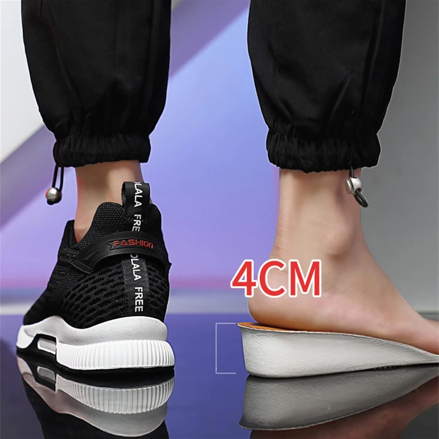 Mnplciea Men's Invisible Height Increasing Elevator Shoes 3.15 Inches Lace Up Road Running Sneakers Lightweight Breathable Knitted Sporty Trainers