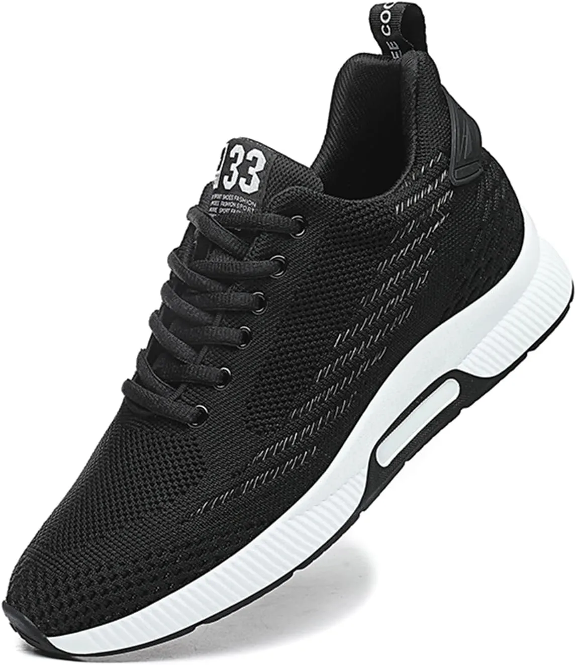 Mnplciea Men's Invisible Height Increasing Elevator Shoes 3.15 Inches Lace Up Road Running Sneakers Lightweight Breathable Knitted Sporty Trainers