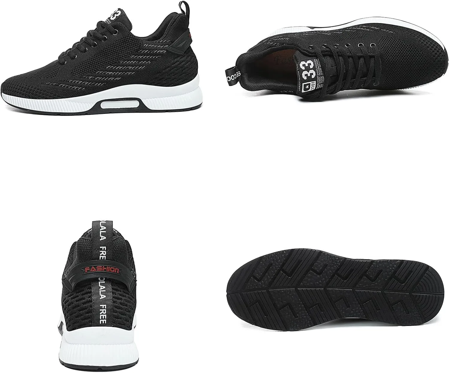 Mnplciea Men's Invisible Height Increasing Elevator Shoes 3.15 Inches Lace Up Road Running Sneakers Lightweight Breathable Knitted Sporty Trainers
