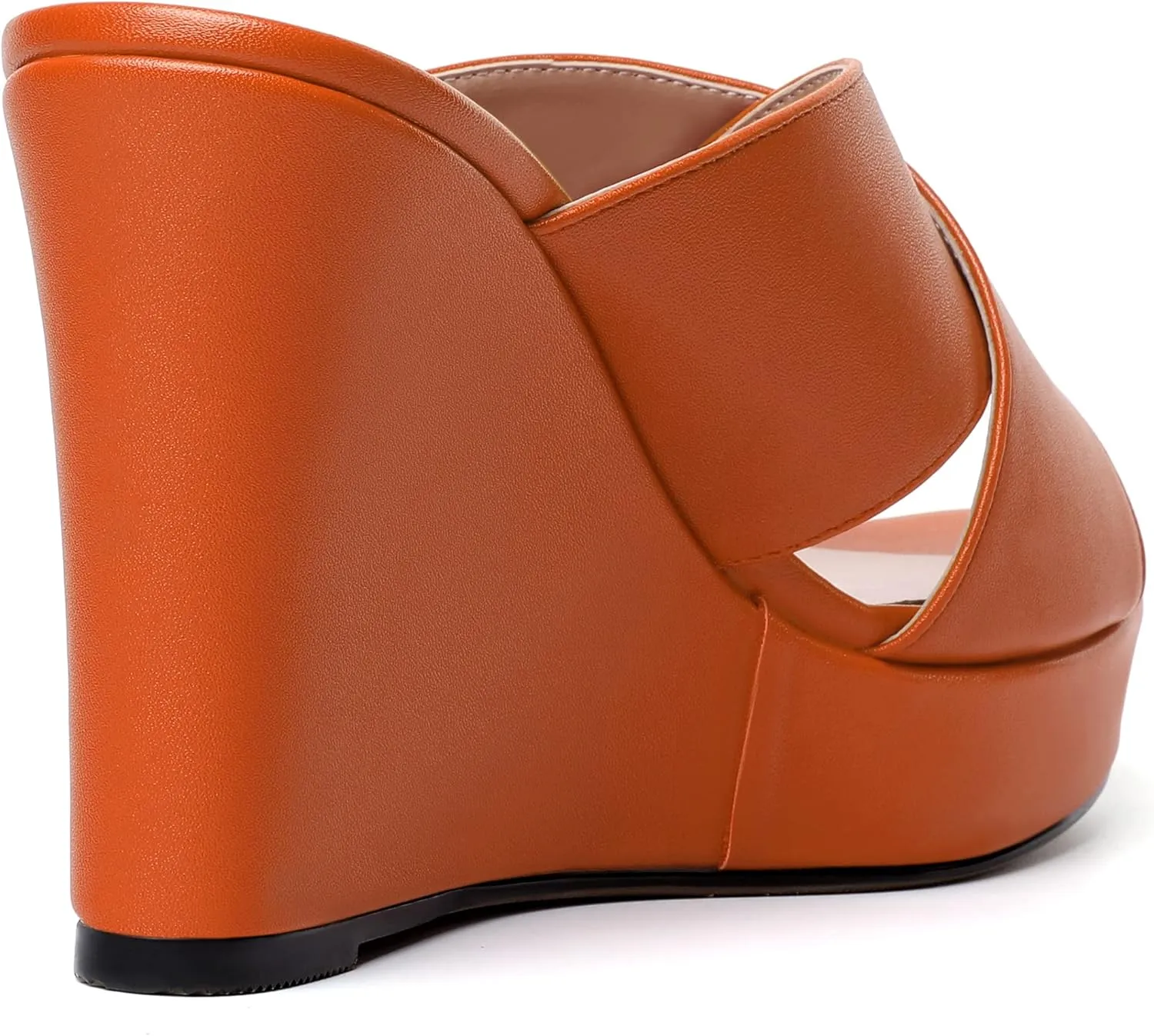 MODENCOCO Womens Open Toe Fashion Matte Slip On Platform Casual Wedge High Heel Heeled Dressy Sandals 4 Inch