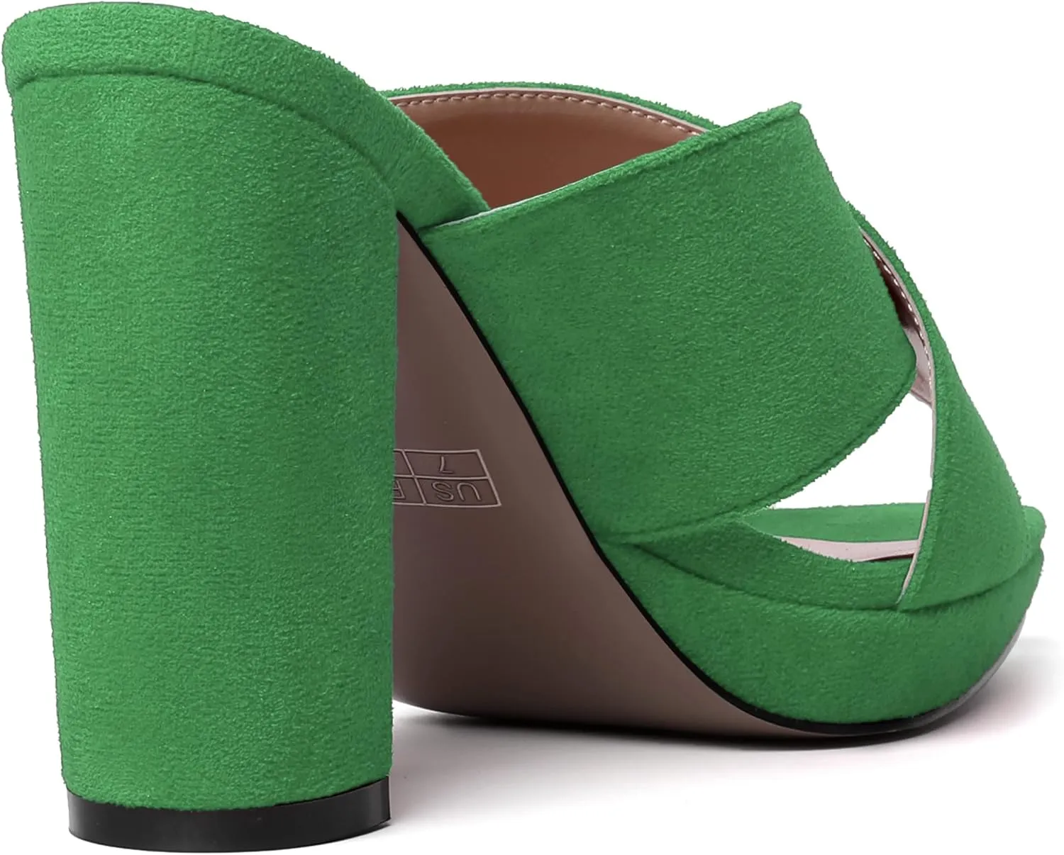MODENCOCO Womens Sexy Evening Open Toe Slip On Platform Slide Suede Block High Heel Heeled Sandals 4 Inch