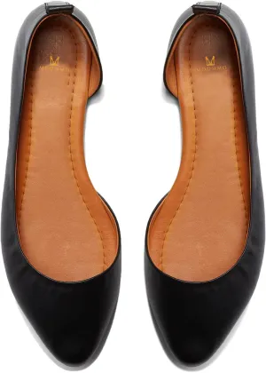 MOOMMO Women Cut Out Flat Shoes Pointed Toe Slip On Ballet Flats D’Orsay Comfortable Flat Heel Dress Shoes Side Cut Office Ladies Party Casual Driver Flats 4-11 M US