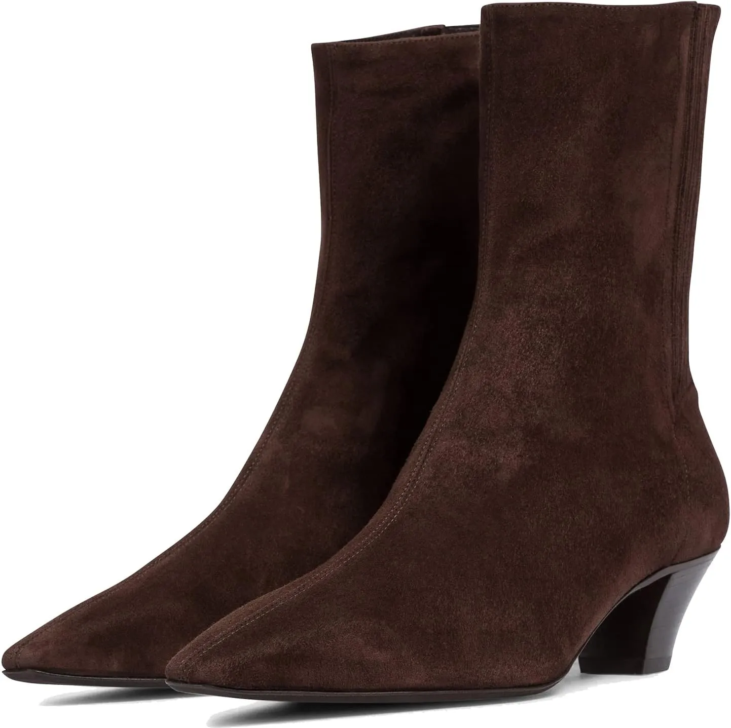 MOOMMO Women Low Chunky Stacked Heel Mid Calf Cowboy Boots Pointed Toe Back Zipper 2 Inch Mid Block Heel Crocodile Western Cowgirl Boots Suede Leather Vintage Retro Sock Boots Winter Fall 4-11 M US