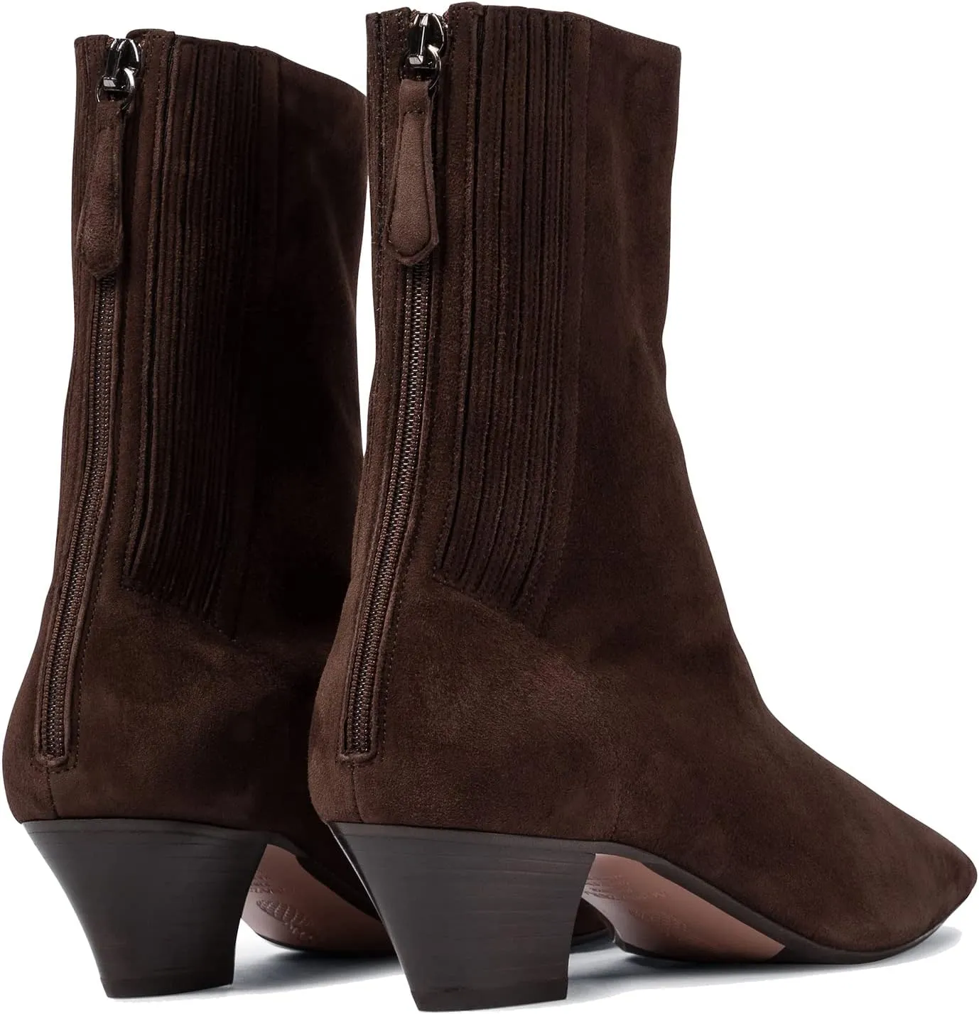 MOOMMO Women Low Chunky Stacked Heel Mid Calf Cowboy Boots Pointed Toe Back Zipper 2 Inch Mid Block Heel Crocodile Western Cowgirl Boots Suede Leather Vintage Retro Sock Boots Winter Fall 4-11 M US