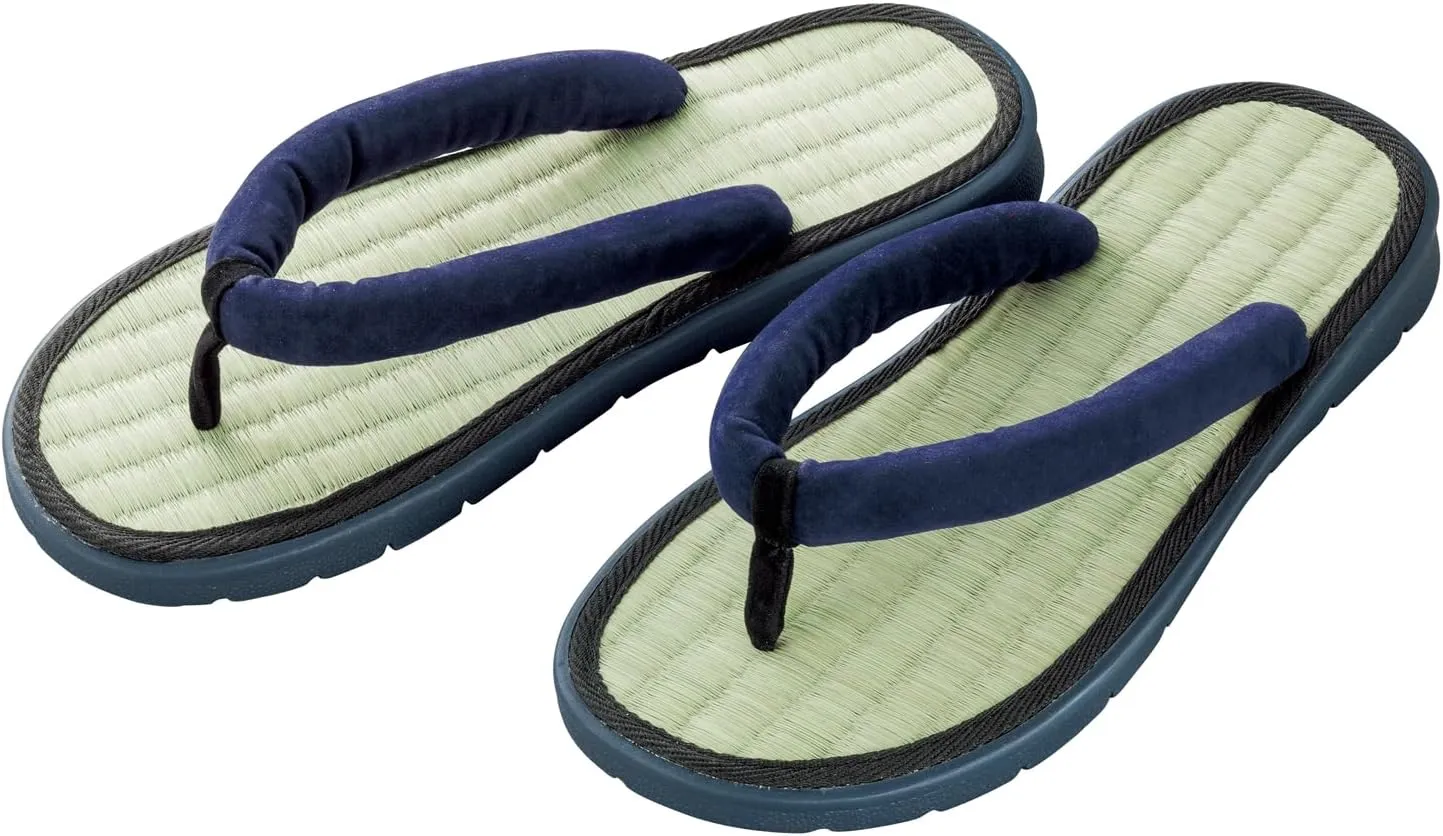 Musashino Uniforms Men's Traditional Japanese Tatami Zori Sandals, Outdoor Casual Slippers with Soft Velvet Straps, Lightweight & Durable, Style 014-728