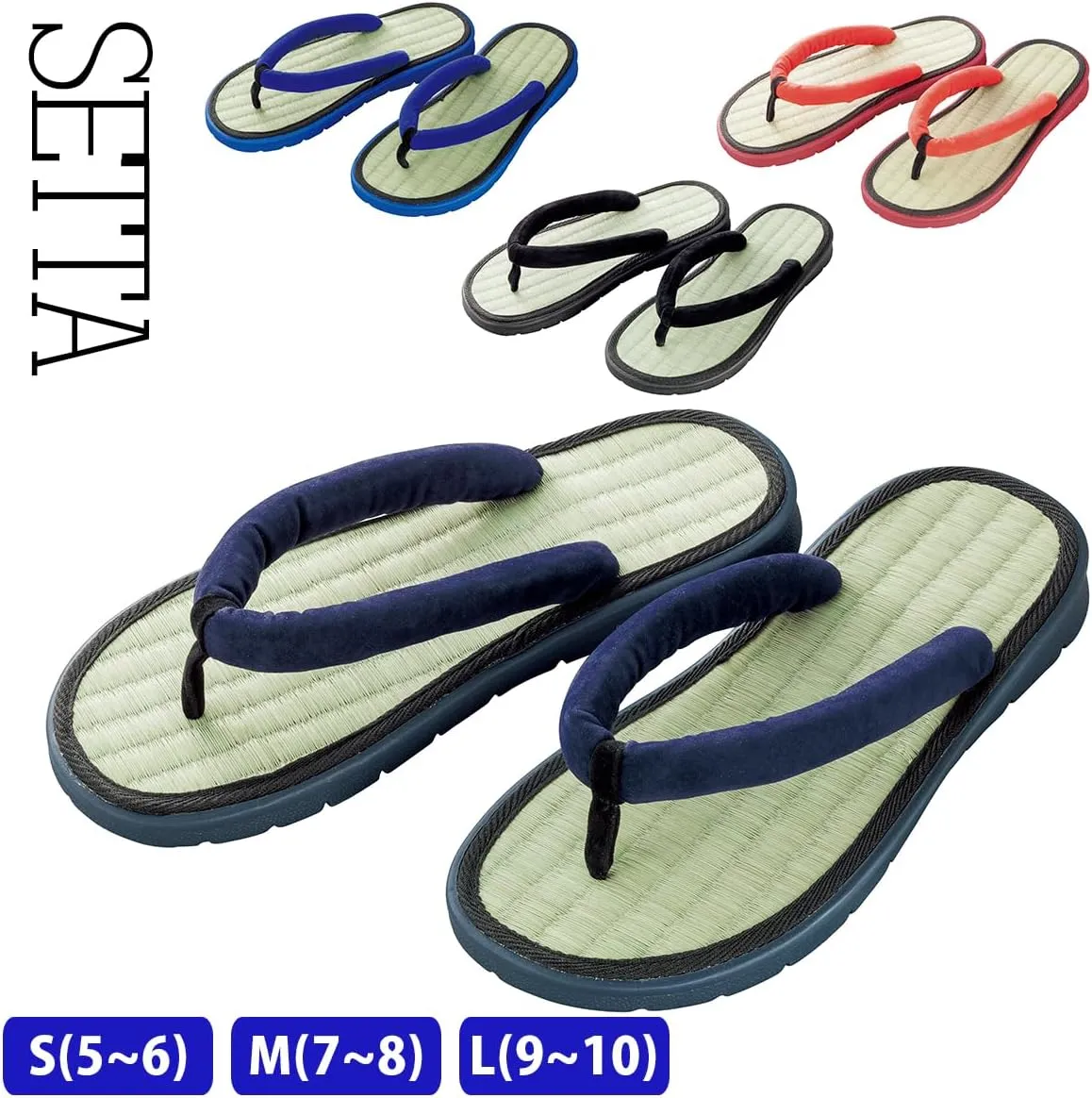 Musashino Uniforms Men's Traditional Japanese Tatami Zori Sandals, Outdoor Casual Slippers with Soft Velvet Straps, Lightweight & Durable, Style 014-728