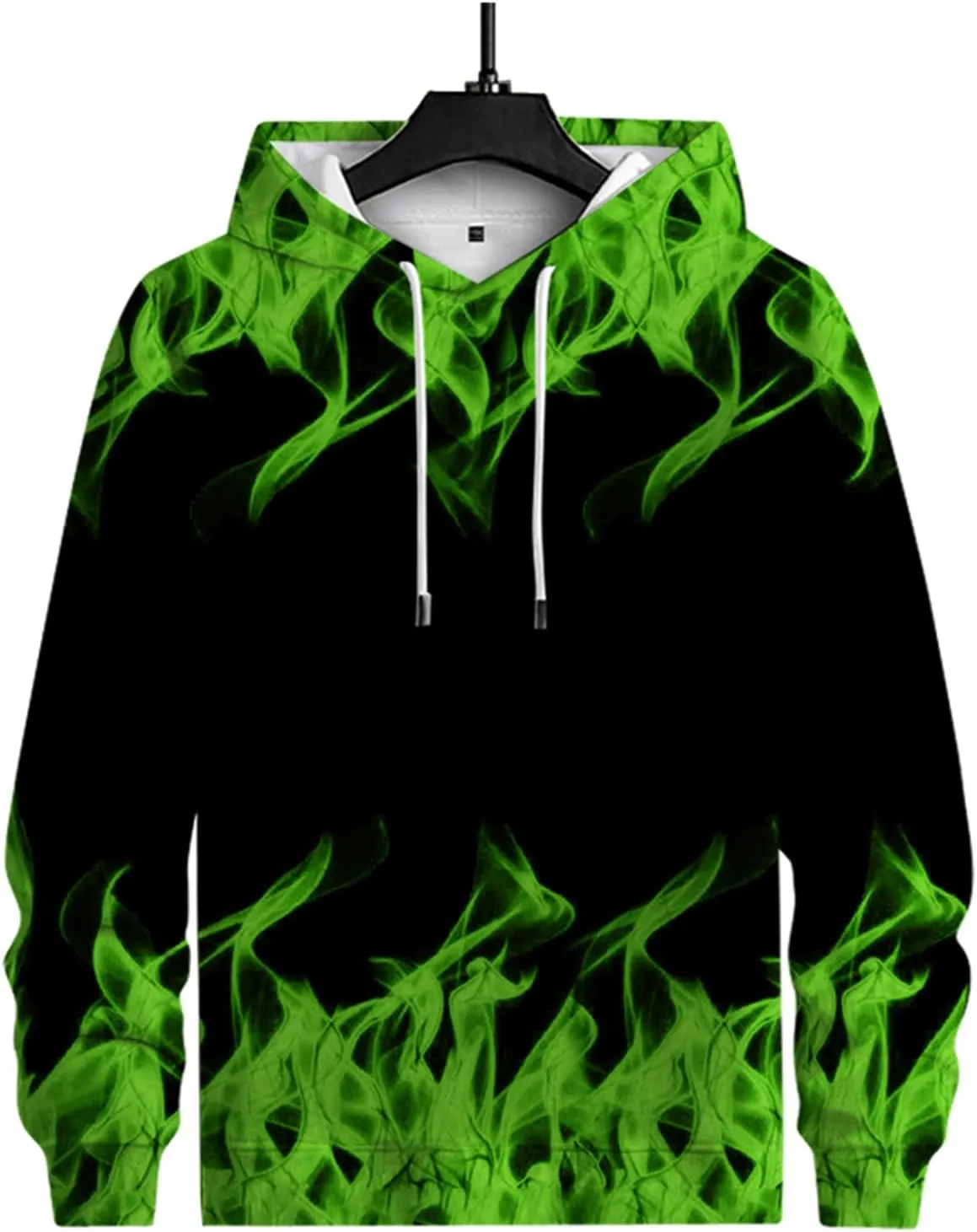 Muscularfit Graphic Hoodies for Men Cool Designs Drawstring Long Sleeve 3D Flame Print Hooded Sweatshirts Loose Fit Pullover