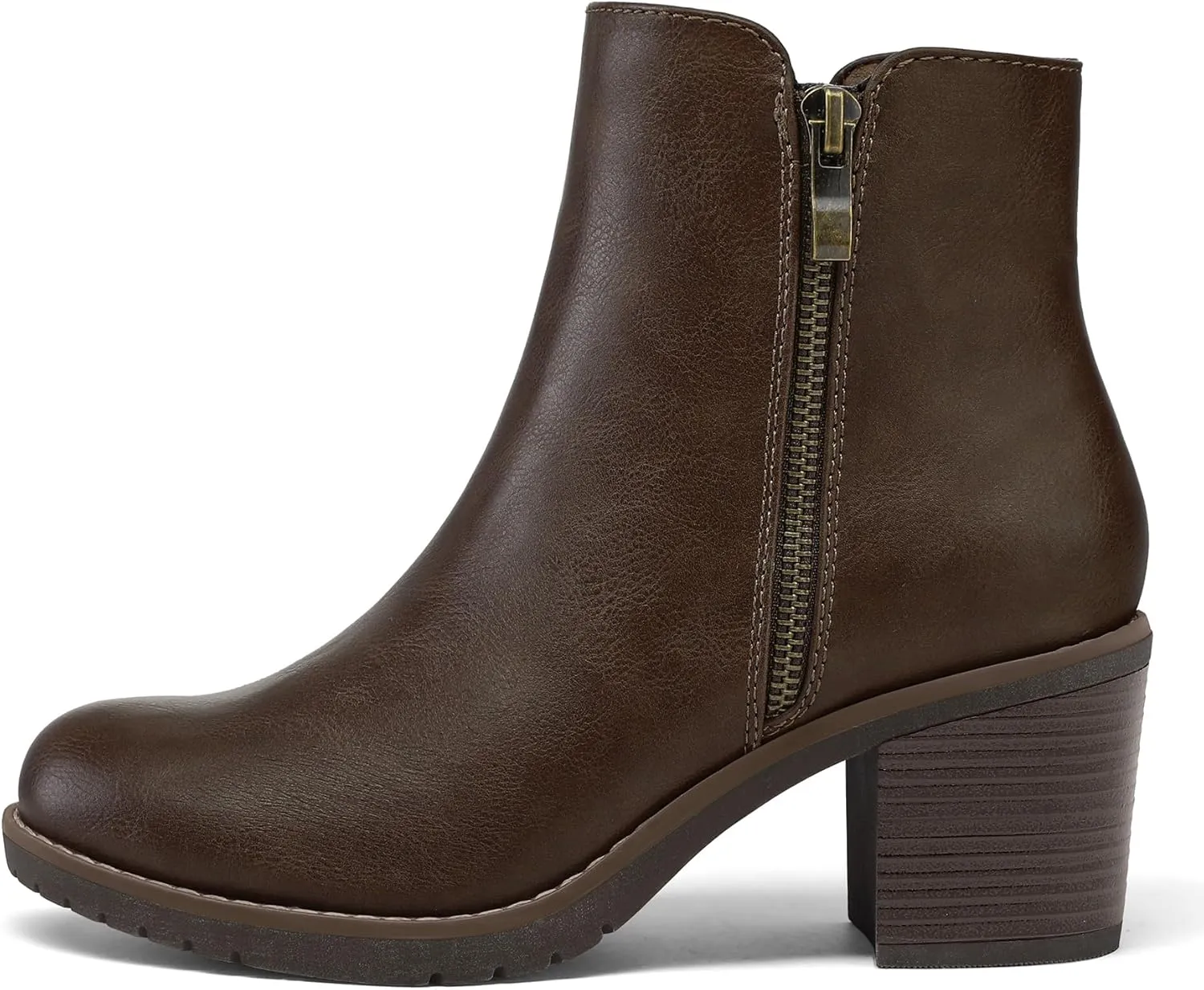 mysoft Women's Ankle Boots Low Chunky Stacked Heel Booties With Side Zipper