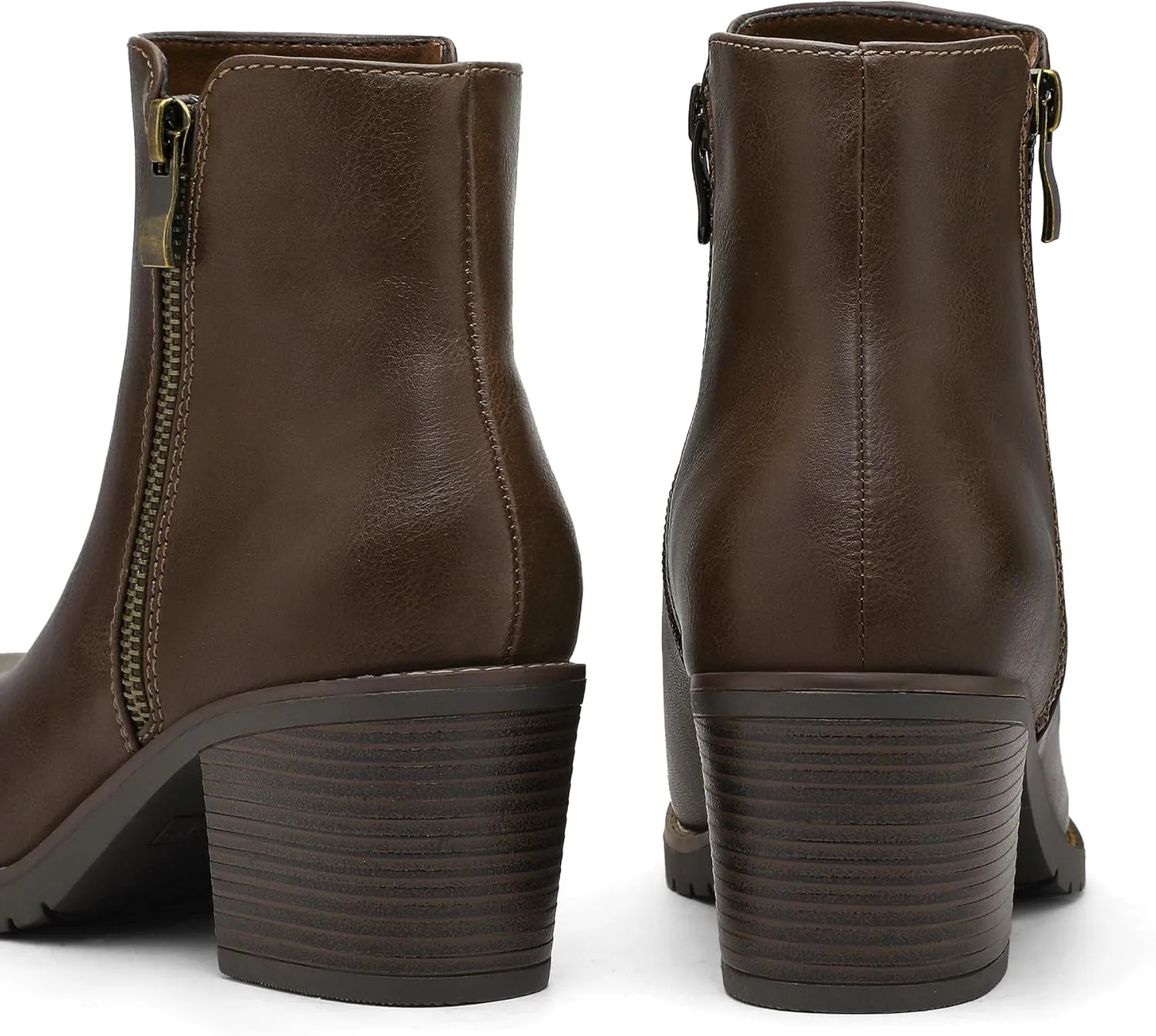 mysoft Women's Ankle Boots Low Chunky Stacked Heel Booties With Side Zipper
