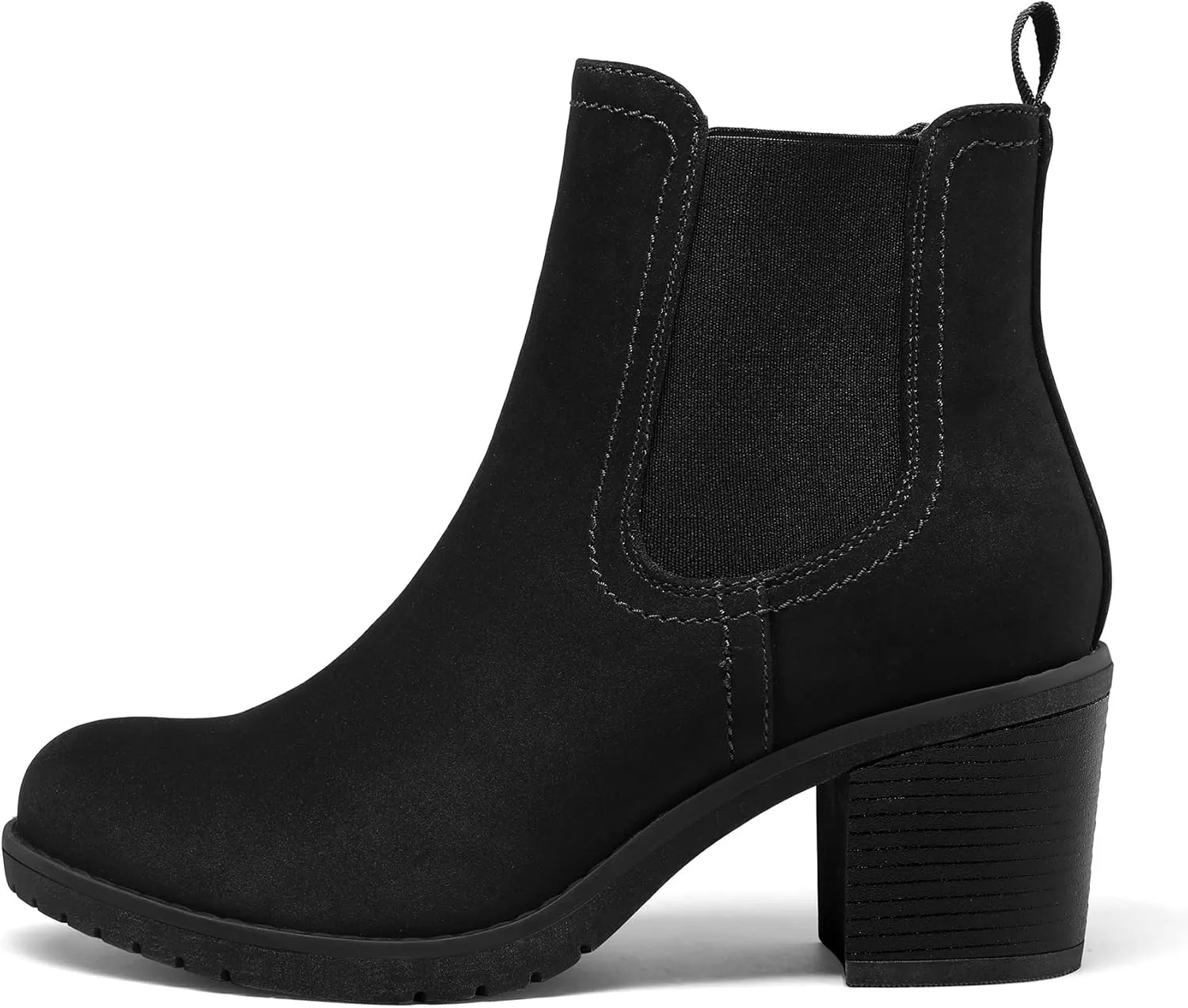 mysoft Women's Ankle Chelsea Boots Slip On Low Chunky Stacked Heel Booties
