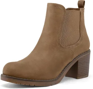 mysoft Women's Ankle Chelsea Boots Slip On Low Chunky Stacked Heel Booties