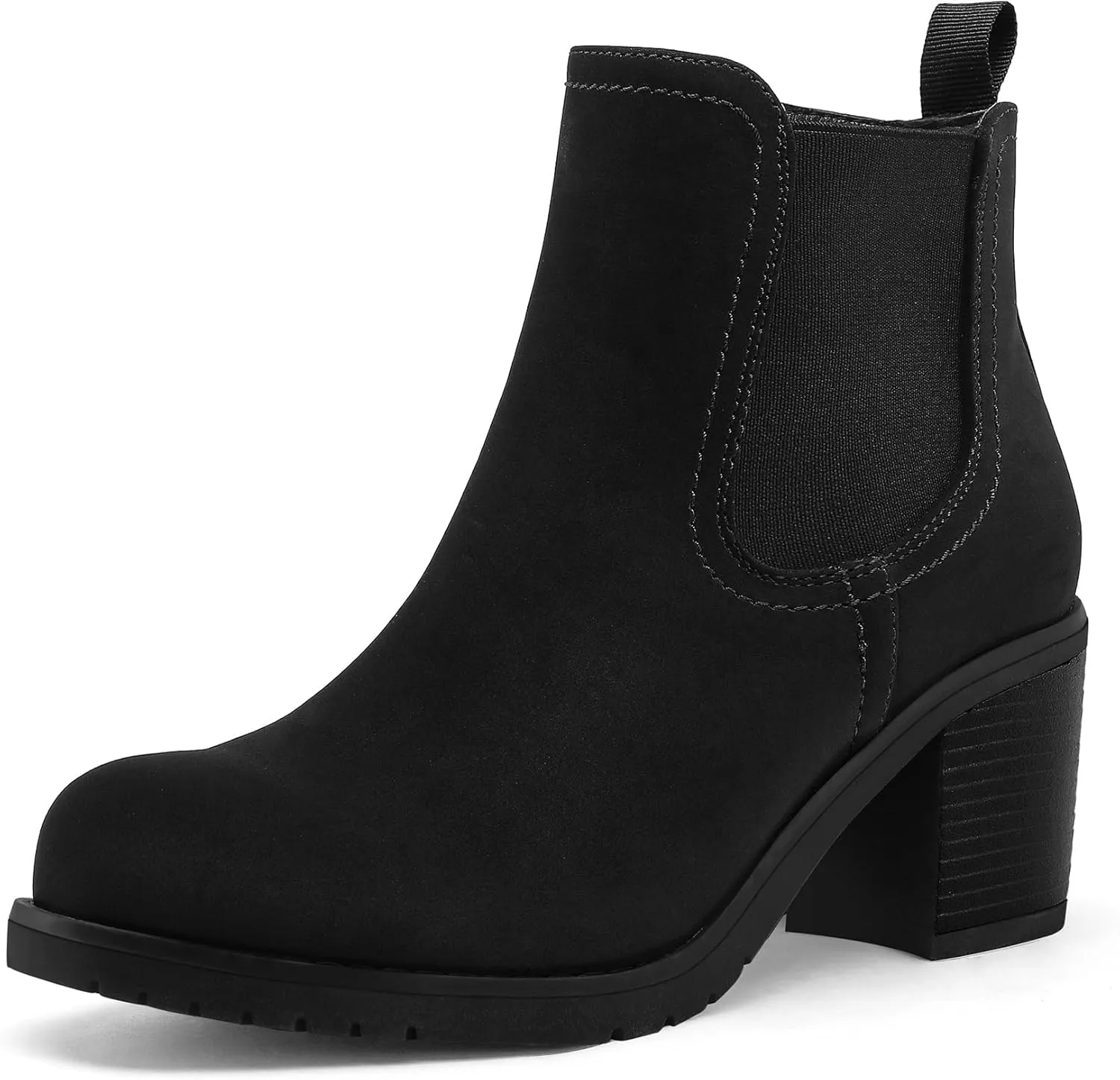 mysoft Women's Ankle Chelsea Boots Slip On Low Chunky Stacked Heel Booties